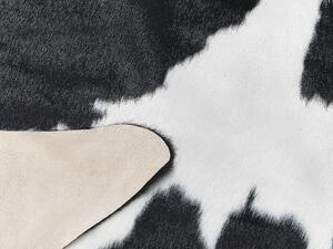 Tappeto tappetino Nero e Bianco Ecopelle Pelle Bovina 130 x 170 cm Irregolare Moderno Rustico Beliani