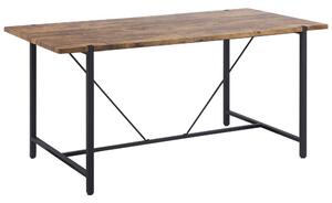 Tavolo da pranzo Piano in legno scuro Gambe in metallo Nero 160 x 80 cm 4 posti rettangolare industriale Beliani