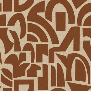 Carta da parati Forme geometriche in terracotta su lino, Parati astratta classici, a00774 : Uwalls.it