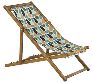 Set di 2 sedie a sdraio da giardino con struttura in legno di acacia chiaro motivo geometrico in tessuto amaca sedile reclinabile pieghevole Tele di Sostituzione Beliani
