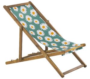 Set di 2 sedie a sdraio da giardino con struttura in legno di acacia chiaro motivo camomilla sedile ad amaca in tessuto reclinabile pieghevole Tele di Sostituzione Beliani