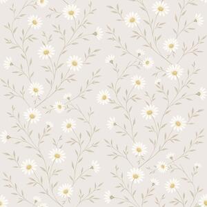 Carta da parati Piccole margherite su ramoscelli, beige caldo, Parati fiori e piante classici, a00777 : Uwalls.it