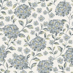 Carta da parati Fiori e foglie cespugliosi in una palette di colori grigio-blu, Parati fiori e piante classici, a00778 : Uwalls.it