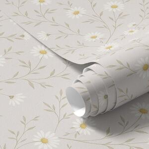 Carta da parati Piccole margherite su ramoscelli, beige caldo, Parati fiori e piante classici, a00777 : Uwalls.it