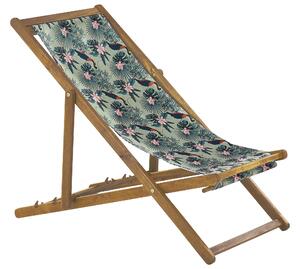 Set di 2 sedie a sdraio da giardino con struttura in legno di acacia chiaro con motivo pellicano sedile ad amaca reclinabile pieghevole Tele di Sostituzione Beliani
