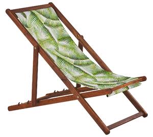 Set di 2 sedie a sdraio da giardino struttura legno acacia scuro con motivo a foglie di palma in tessuto amaca sedile reclinabile pieghevole Tele di Sostituzione Beliani