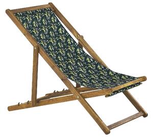 Set di 2 sedie a sdraio da giardino con struttura in legno di acacia chiaro motivo ulivi in tessuto amaca sedile reclinabile pieghevole Tele di Sostituzione Beliani