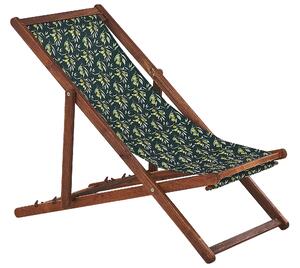 Set di 2 sedie a sdraio da giardino con struttura in legno di acacia scuro motivo ulivi in tessuto amaca sedile reclinabile pieghevole Tele di Sostituzione Beliani