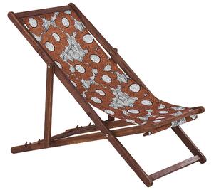 Set di 2 sedie a sdraio da giardino con struttura in legno di acacia scuro motivo papaveri in tessuto amaca sedile reclinabile pieghevole Tele di Sostituzione Beliani
