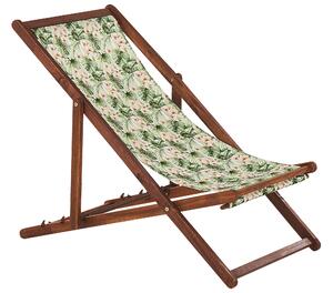Set di 2 sedie a sdraio da giardino con struttura in legno di acacia scuro con motivo floreale in tessuto amaca sedile reclinabile pieghevole Tele di Sostituzione Beliani