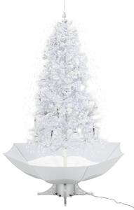 Albero di Natale con Neve e Base a Ombrellone Bianco 190 cm