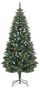 Albero di Natale Artificiale Pigne e Brillantini Bianchi 180 cm