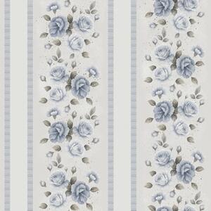 Carta da parati Rose blu disposte in bande verticali su sfondo chiaro, Parati fiori e piante classici, a00860 : Uwalls.it