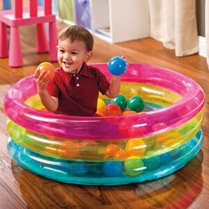 INTEX Piscina gonfiabile baby per bambini a 3 anelli con palline colorate 86x25h