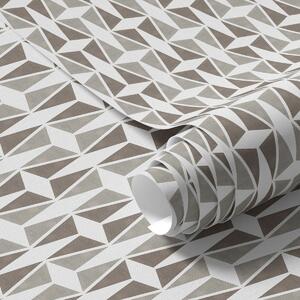 Carta da parati Tessellatura a rombi color tortora e bianco, stile metà secolo, Parati astratta classici, a00905 : Uwalls.it