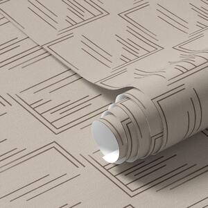 Carta da parati Quadrati angolari con linee in cacao su beige caldo, Parati astratta classici, a00910 : Uwalls.it