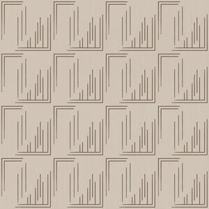Carta da parati Quadrati angolari con linee in cacao su beige caldo, Parati astratta classici, a00910 : Uwalls.it