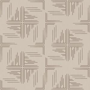 Carta da parati Blocchi angolari in cacao sfalsati con accenti di linee sparse, beige, Parati astratta classici, a00912 : Uwalls.it