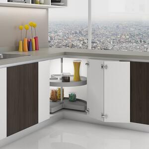 Emuca Cestello girevole per mobile da cucina, 270Âº, modulo 800 mm, Plastica e alluminio, Grigio