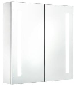 Armadietto Bagno con Specchio e LED 60x14x62 cm