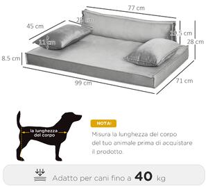 PawHut Cuccia per Cani e Gatti da Interni con Cuscini Rimovibili e Lavabili, Lettino per Cani Imbottito, 99x71x28cm, Grigio