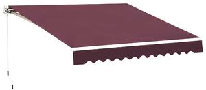 Outsunny Tenda da Sole per Esterno Regolazione con Manovella, in Alluminio e Poliestere, 295x250cm, Rosso Scuro