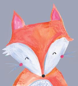 Illustrazione Woodland fox on grey, Laura Irwin