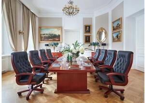 Tavolo per riunioni ufficio in legno noce, lungo 320 cm-Arrediorg.it