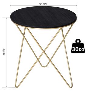 HOMCOM Tavolino da Salotto Design Geometrico Moderno, Tavolino da Caffè in MDF e Metallo, Colore Oro e Nero (Φ43x48cm)