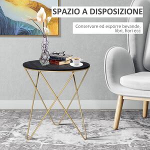 HOMCOM Tavolino da Salotto Design Geometrico Moderno, Tavolino da Caffè in MDF e Metallo, Colore Oro e Nero (Φ43x48cm)