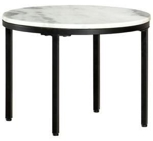 Tavolino da Caffè Bianco e Nero Ø50 cm in Vero Marmo Solido
