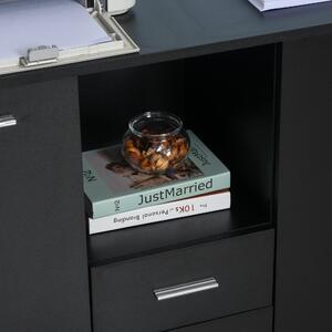Vinsetto Armadietto da ufficio multifunzionale, 4 ruote a 360°, 2 ante 2 cassetti, per stampante scanner fax, nero, 100x40x71cm