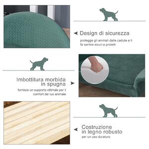 PawHut Cuccia Divanetto per Cani e Gatti con Braccioli e Schienale, lettino cani di Design in Velluto 73x58x37cm Verde Chiaro|Aosom.it