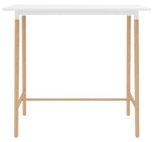 Tavolo da Bar Bianco 120x60x105 cm in MDF e Massello di Faggio