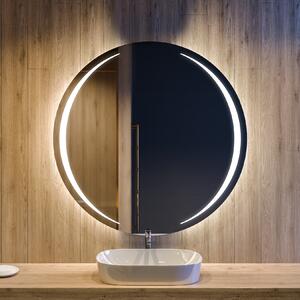 Rotondo specchio parete retroilluminato per bagno L99 specchio trucco con luci con Specchio cosmetico, Orologio tattile sinistra