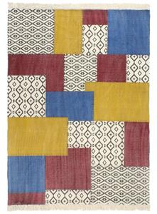 Tappeto Kilim Tessuto a Mano in Cotone 160x230 cm Multicolore