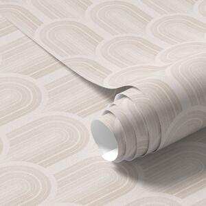 Carta da parati Fila di forme ad arco con morbide strisce beige, stile retrò, Parati astratta classici, a00923 : Uwalls.it