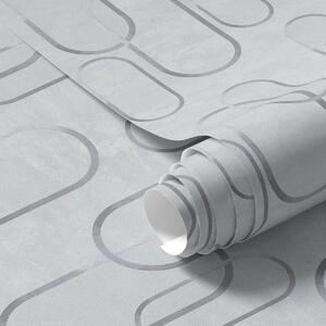 Carta da parati Sfondo chiaro con ovali allungati, contorni grigi, Parati astratta classici, a00921 : Uwalls.it