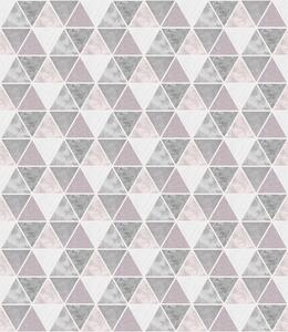 Carta da parati Motivo geometrico a triangoli nei toni del grigio e del cipria, Parati astratta classici, a00920 : Uwalls.it
