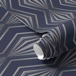 Carta da parati Diamanti geometrici a forma di raggi su sfondo blu scuro, Parati astratta classici, a00925 : Uwalls.it