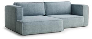Divano angolare azzurro allungabile/con contenitore (con penisola a sinistra/con chaise lounge) con rivestimento in ciniglia Velto – Maison de Rêve