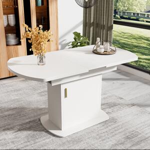 Tavolo da pranzo ovale allungabile, con spazio di archiviazione, 110/130L×70P×75Acm, Bianco+Oro