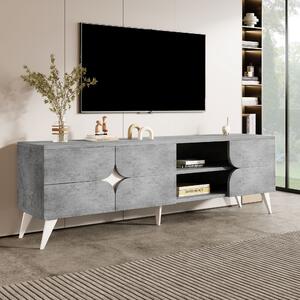 Mobile TV con vani aperti, ante sagomate, 160×40×51 cm, Grigio