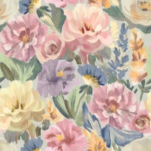 Carta da parati Fiori sfocati con pennello pastello, tavolozza di colori tenui, Parati fiori e piante classici, a00954 : Uwalls.it