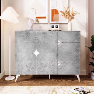 Credenza con cassetti, comò con pannelli di forma speciale, estetica moderna, 120×35,5×94 cm, Grigio