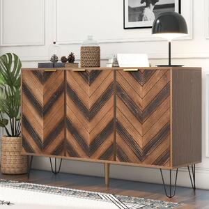 Credenza a 3 Ante con Spazio portaoggetti,color Legno Naturale