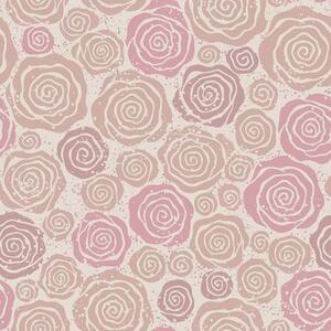 Carta da parati Rose rosa a spirale e spruzzi su sfondo chiaro, Parati fiori e piante classici, a00955 : Uwalls.it