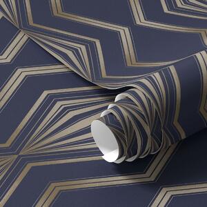 Carta da parati Sfondo blu scuro con rombi geometrici e zigzag, Parati astratta classici, a00974v2 : Uwalls.it