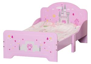 HOMCOM Letto per Bambini con Spondine di Sicurezza in Legno per Cameretta, Lettino per Bimbi da 3-6 Anni, 143x73x60cm, Rosa|Aosom