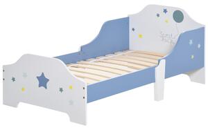 HOMCOM Letto Basso per Bambini +3 Anni con Sponde, Lettino Blu e Bianco,Atrezzatura Stanza per Bambino 143 x 74 x 59 cm|Aosom